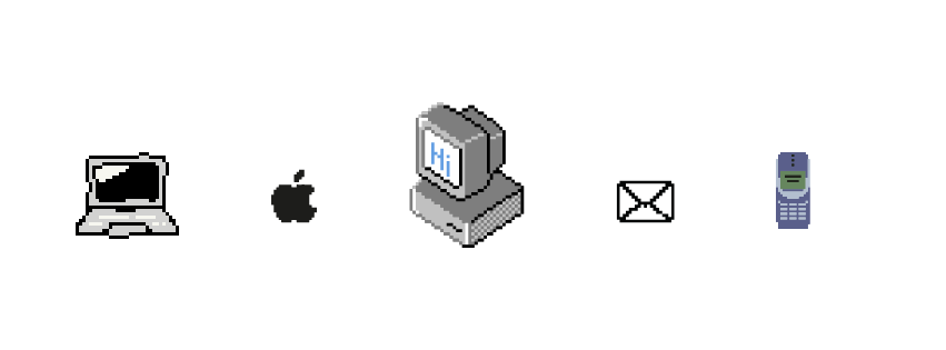 pixelated computer and phone