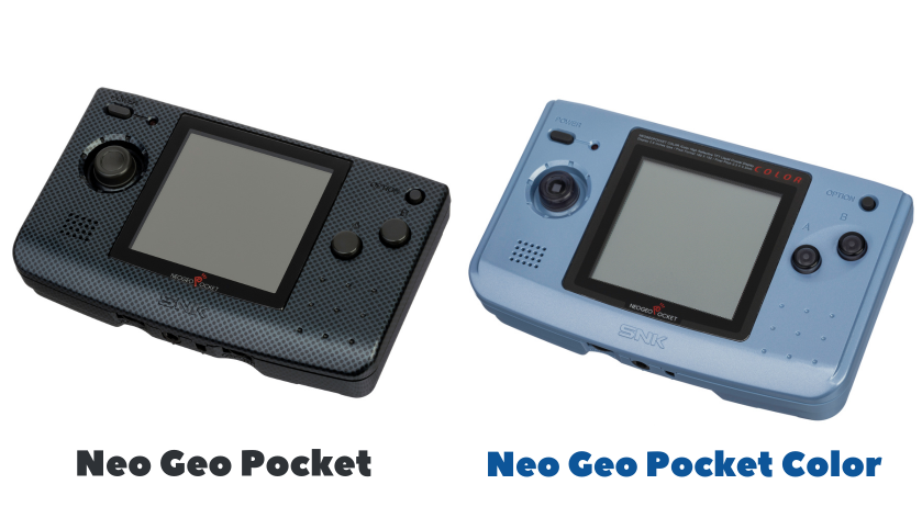 Neo Geo Pocket and Neo Geo Pocket Color Consoles side by side comparison