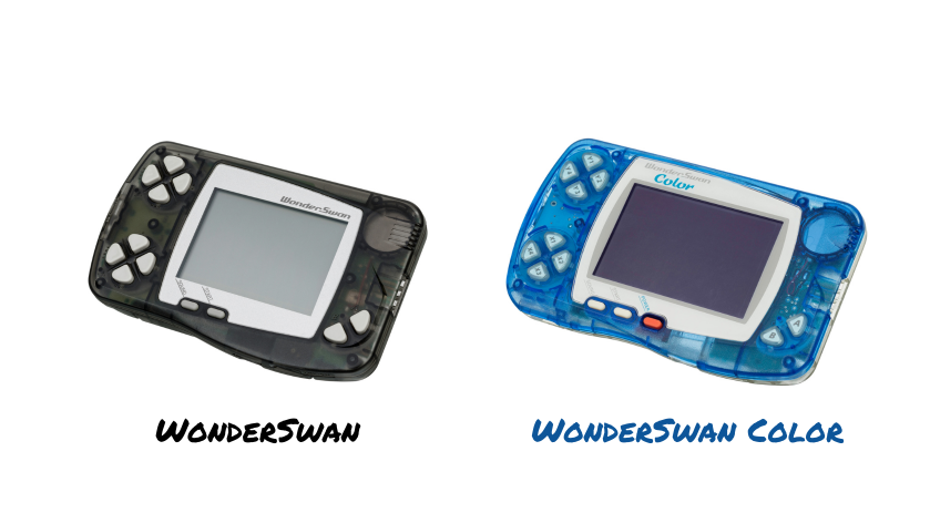 The WonderSwan and the The WonderSwan Color side by side comparison