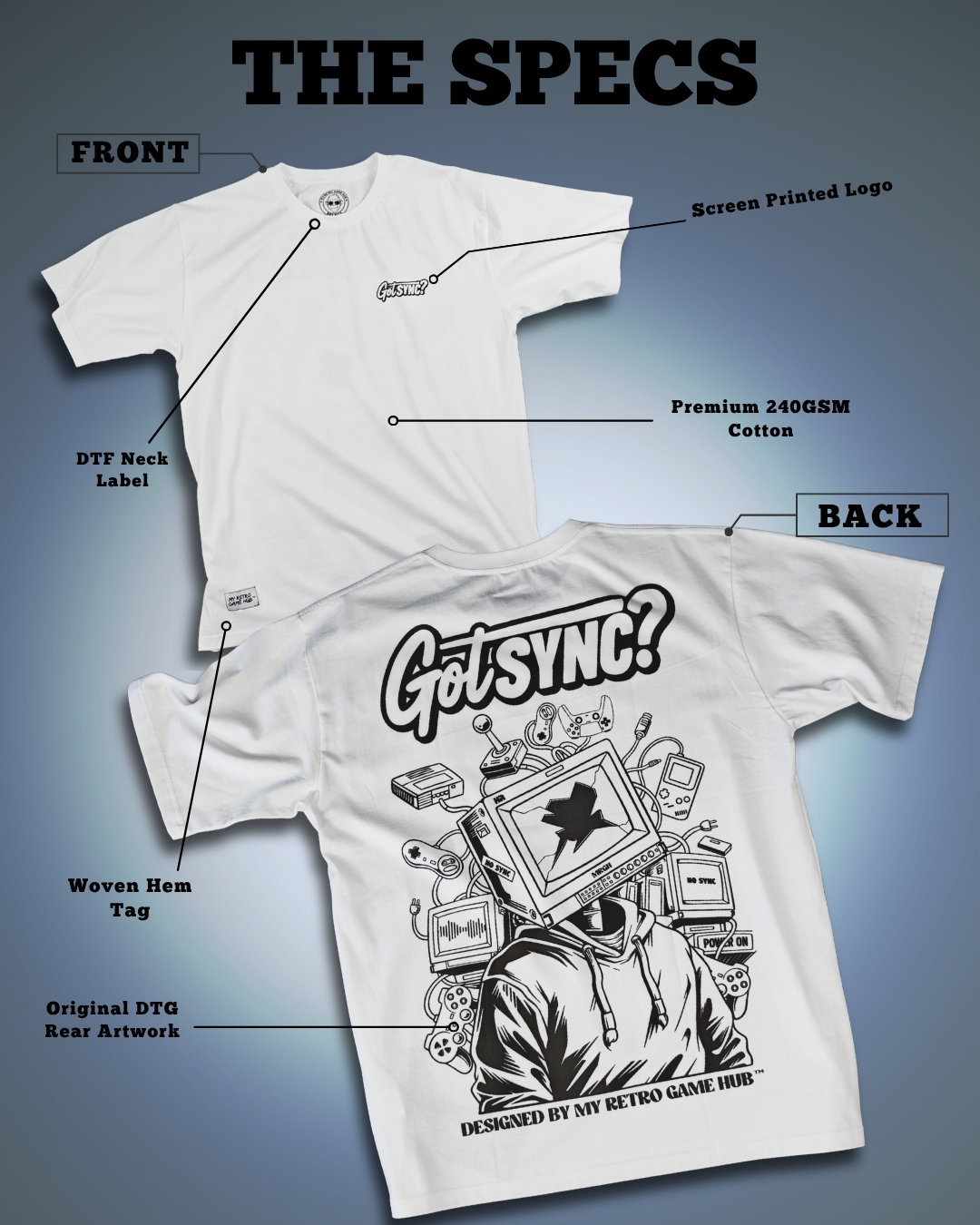 GotSYNC Monochrome Edition white tshirt